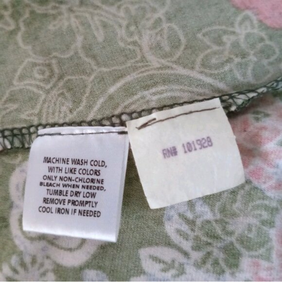 Vtg Women's Floral Midi Skirt Green Red White Boho Cottage core Flowy Sz L - Picture 4 of 7